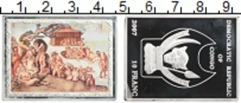 Монета 10 франков Конго 2007 года Посеребрение Цветная