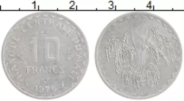 Монета 10 франков Мали 1976 года Алюминий