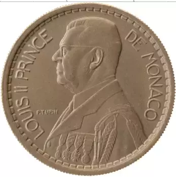 Монета 10 франков Монако 1946 года Медно-никель Луис II