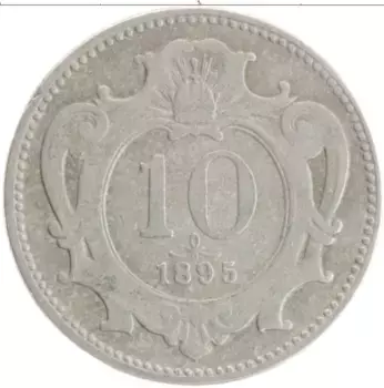 Монета 10 геллеров Австрии 1895 года Медно-никель