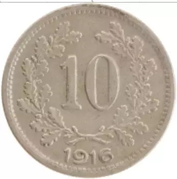 Монета 10 геллеров Австрии 1916 года Медно-никель