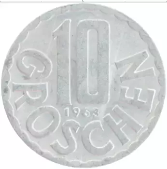 Монета 10 грош Австрии 1963 года Алюминий