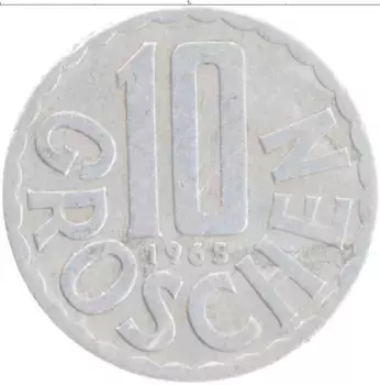 Монета 10 грош Австрии 1965 года Алюминий