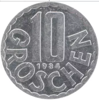 Монета 10 грош Австрии 1984 года Алюминий