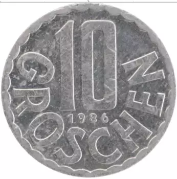 Монета 10 грош Австрии 1986 года Алюминий
