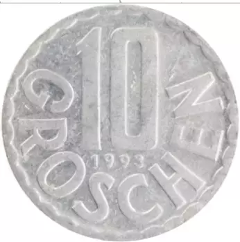 Монета 10 грош Австрии 1993 года Алюминий