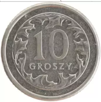 Монета 10 грош Польши 2009 года Медно-никель