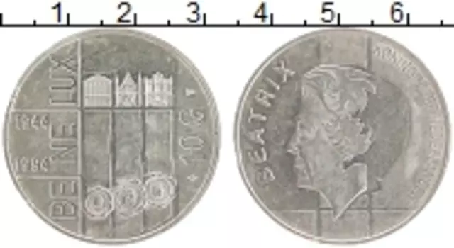 Монета 10 гульденов Нидерланд 1994 года Серебро 50 лет союзу Бенилюкс