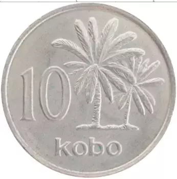 Монета 10 кобо Нигерии 1973 года Медно-никель