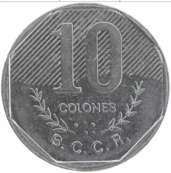 Монета 10 колон Коста-Рики 1983 года Медно-никель