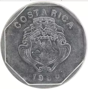 Монета 10 колон Коста-Рики 1985 года Медно-никель