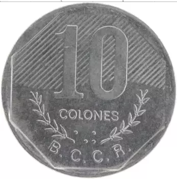 Монета 10 колон Коста-Рики 1992 года Медно-никель