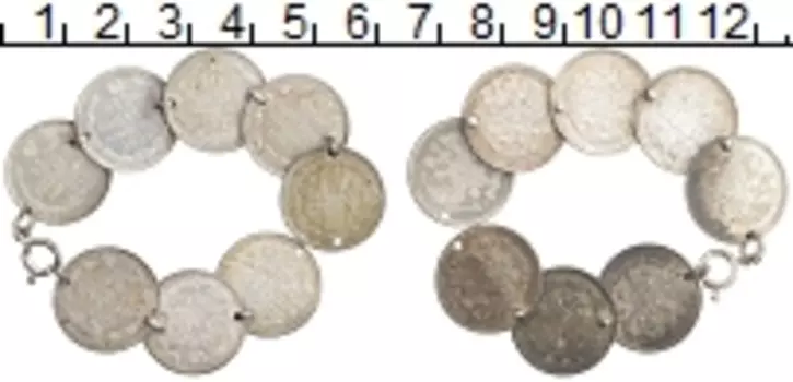 Монета 10 копеек Николая 2 Серебро Монисто из 8 монет