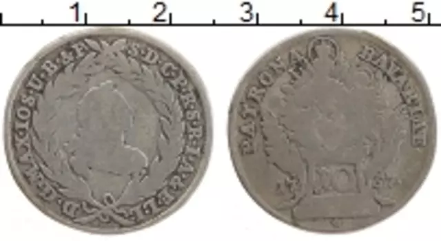 Монета 10 крейцеров Баварии 1757 года Серебро Максимилиан I Иосиф