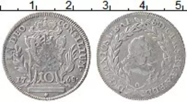 Монета 10 крейцеров Баварии 1768 года Серебро