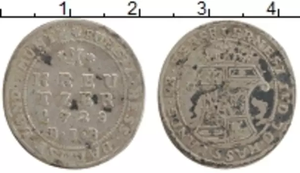 Монета 10 крейцеров Гессен-Дармштадта 1728 года Серебро Эрнст