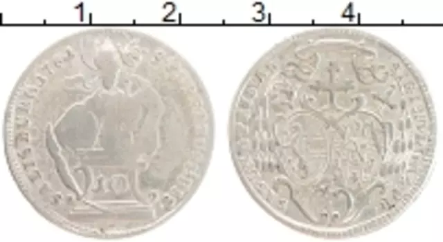 Монета 10 крейцеров Зальцбурга 1761 года Серебро Сигизмунд