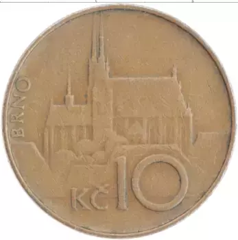 Монета 10 крон Чехии 1993 года Бронза