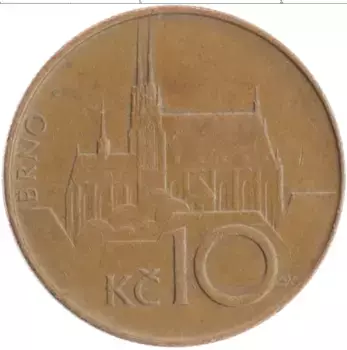 Монета 10 крон Чехии 1994 года Бронза