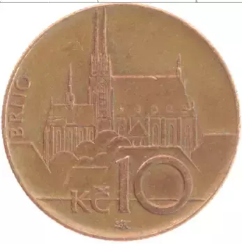 Монета 10 крон Чехии 2009 года Бронза