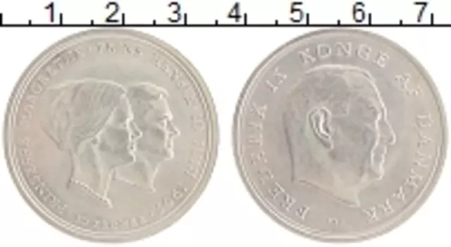 Монета 10 крон Дании 1967 года Серебро Фредерик IX