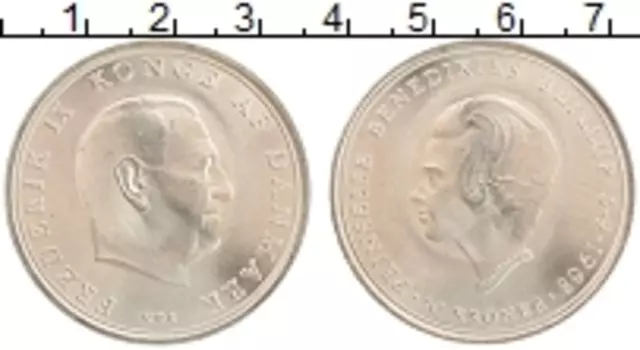 Монета 10 крон Дании 1968 года Серебро Свадьба принцессы Бенедикты