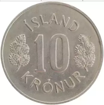Монета 10 крон Исландии 1971 года Медно-никель