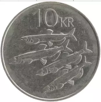 Монета 10 крон Исландии 1984 года Медно-никель