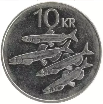 Монета 10 крон Исландии 2005 года Сталь