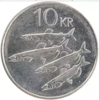 Монета 10 крон Исландии 2006 года Медно-никель