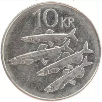 Монета 10 крон Исландии 2006 года Медно-никель