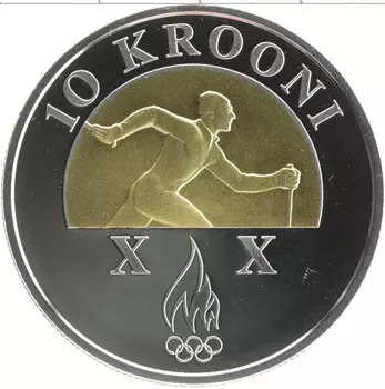 Монета 10 крон Эстонии 2006 года Серебро Зимняя Олимпиада