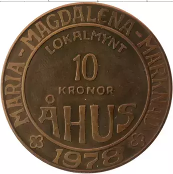 Монета 10 крон Швеции 1978 года Бронза Городские деньги