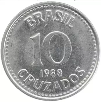 Монета 10 крузадо Бразилии 1988 года Медно-никель