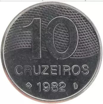 Монета 10 крузейро Бразилии 1982 года Сталь