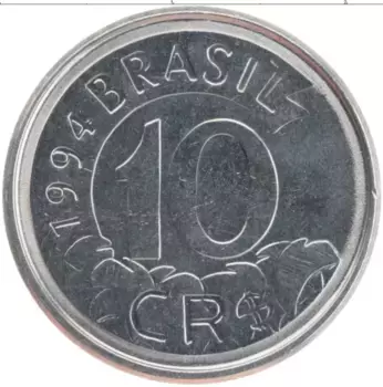 Монета 10 крузейро Бразилии 1994 года Сталь