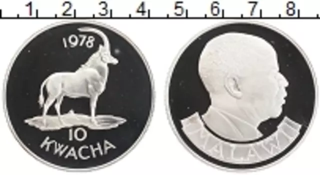 Монета 10 квач Малави 1978 года Серебро Сохранение животного мира