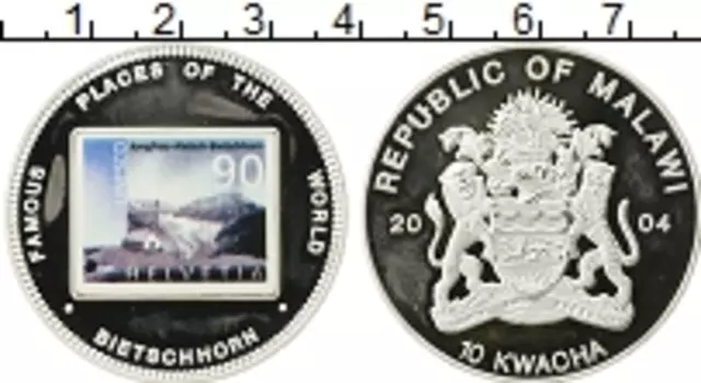 Монета 10 квач Малави 2004 года Серебро Известные места в мире, Гора Бичхорн