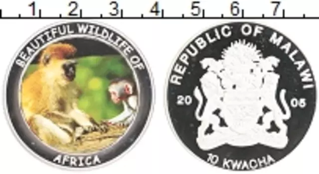 Монета 10 квач Малави 2005 года Посеребрение Цветная