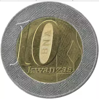Монета 10 кванза Анголы 2012 года Биметалл Герб
