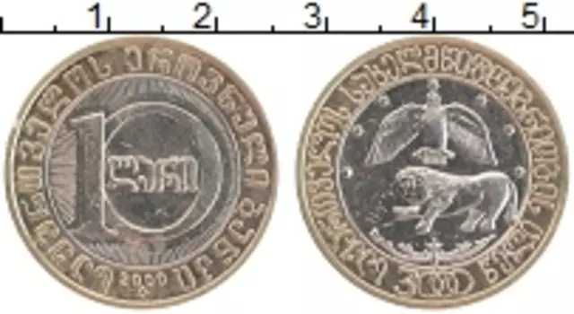 Монета 10 лари Грузии 2000 года Биметалл 3000 лет государственности