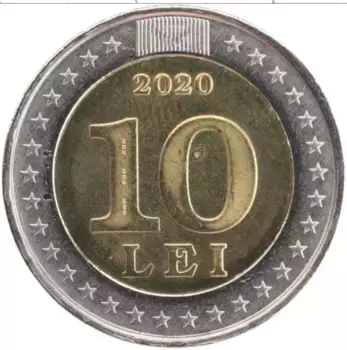 Монета 10 лей Молдавии 2020 года Биметалл 30 лет Национальному флагу