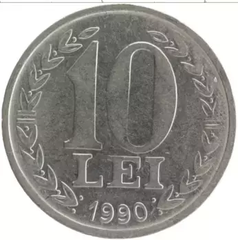 Монета 10 лей Румынии 1990 года Медно-никель