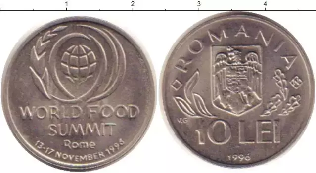 Монета 10 лей Румынии 1996 года Медно-никель ФАО