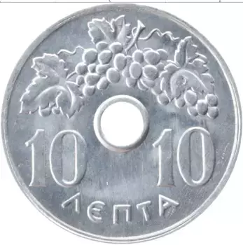 Монета 10 лепт Греции 1969 года Алюминий