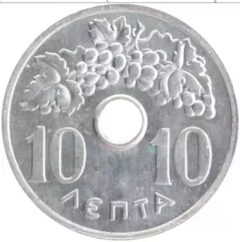Монета 10 лепт Греции 1969 года Алюминий