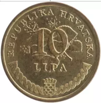 Монета 10 лип Хорватии 2011 года Латунь