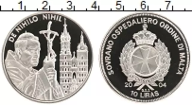 Монета 10 лир Мальтийского ордена 2004 года Медно-никель Иоанн Павел II