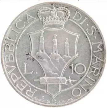 Монета 10 лир Сан-Марино 1931 года Серебро
