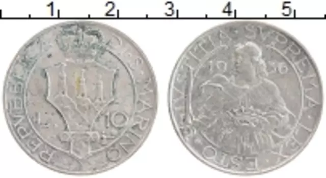Монета 10 лир Сан-Марино 1936 года Серебро